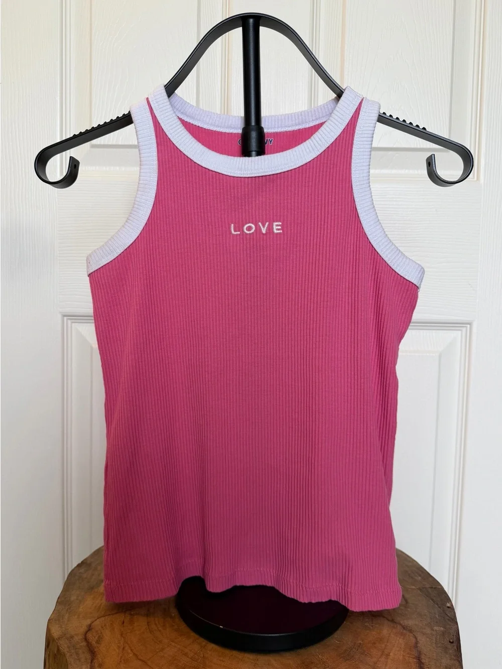 Old Navy Girls Ribbed Tank Top Bundle Size L 10-12 Pink Love Mint Daisy 2 Pack